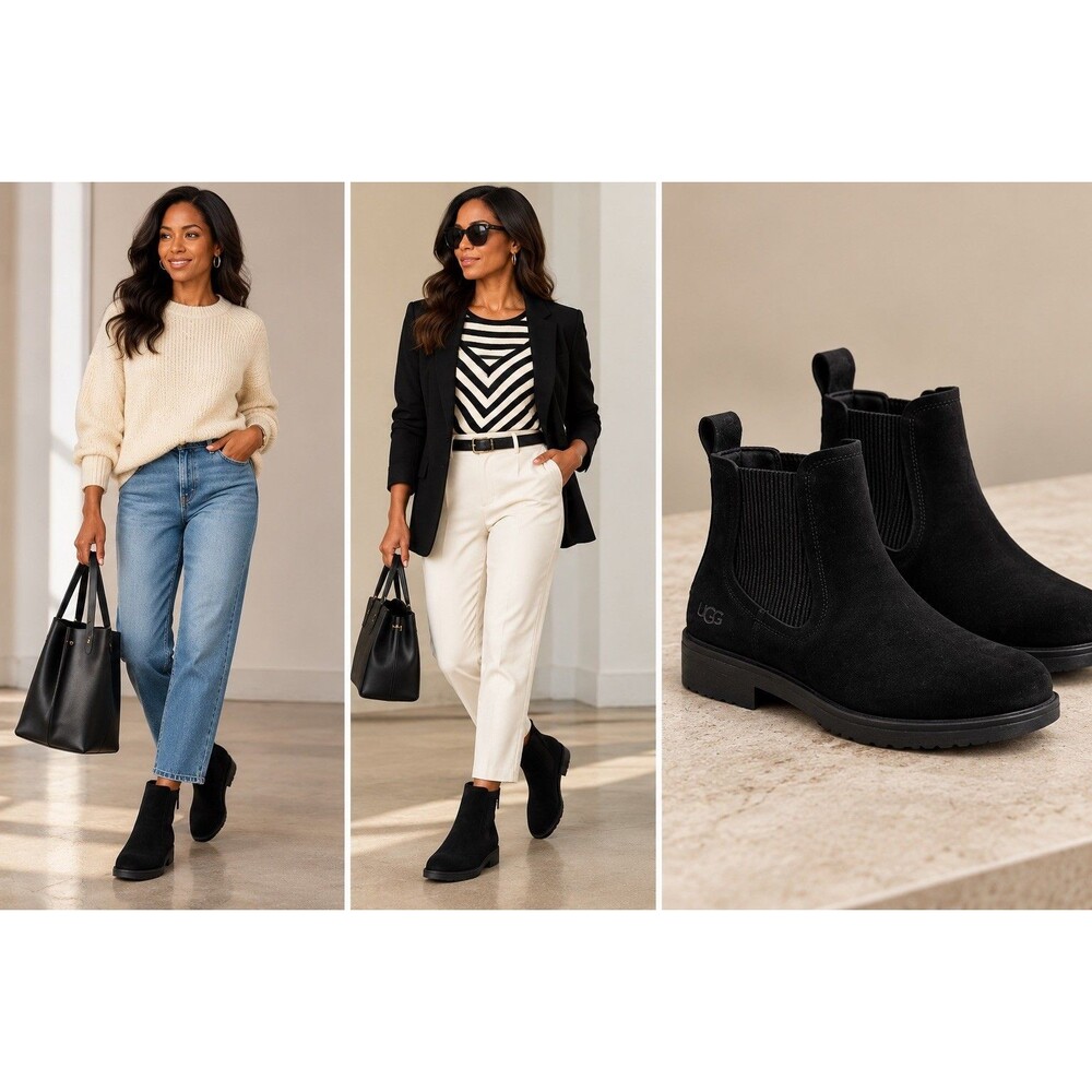 UGG Hillhurst II Boots Women’s 12 Chelsea Pull On Casual Comfort Ankle Top Black